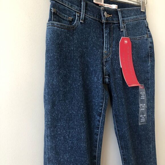 Nwt-710 Super Skinny Darkish with flecks Wash Mid-Rise Jeans - Picture 3 of 8